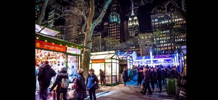 Christmas in New York: Skip-the-Line Holiday Lights Tour - Bryant Park Winter Village: The Christmas Tree and Market-Scene Feel