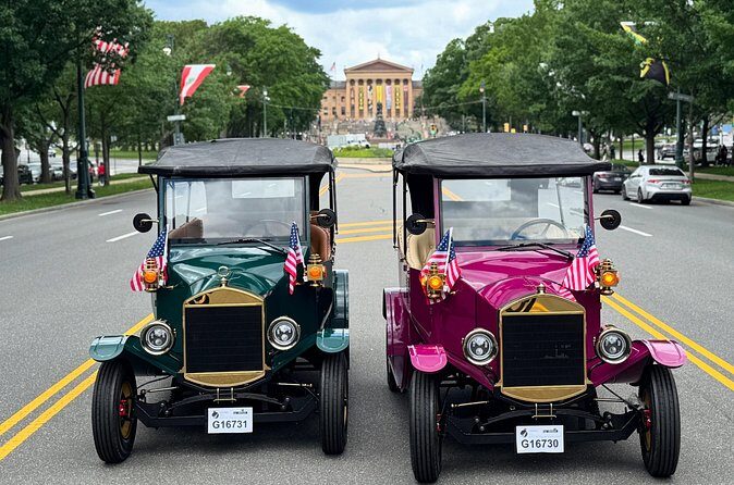 Explore Philadelphia via Vintage Car or Electric cart - City Hall’s stone walls and William Penn: the quick start that hits hard