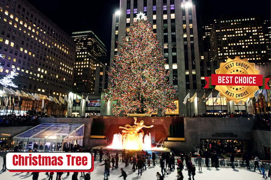 New York: Rockefeller Center Christmas Tree Pedicab Tour - Rockefeller Center tree lighting: watching the moment without getting crushed