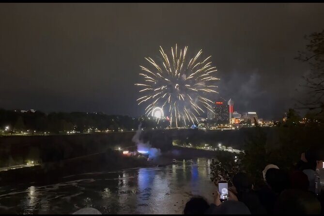 Niagara USA Side Rainbow Illumination and Fireworks Walking Tour - Terrapin Point: Horseshoe Falls at night, with a calmer feel