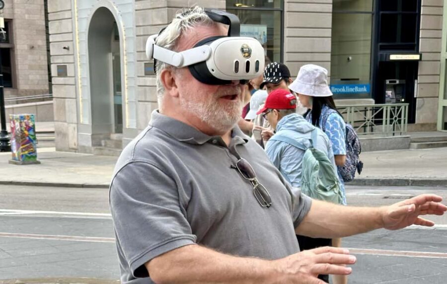 Relive 1776: Interactive AR Experience on The Freedom Trail - Where you start: the booth by the Old State House marker