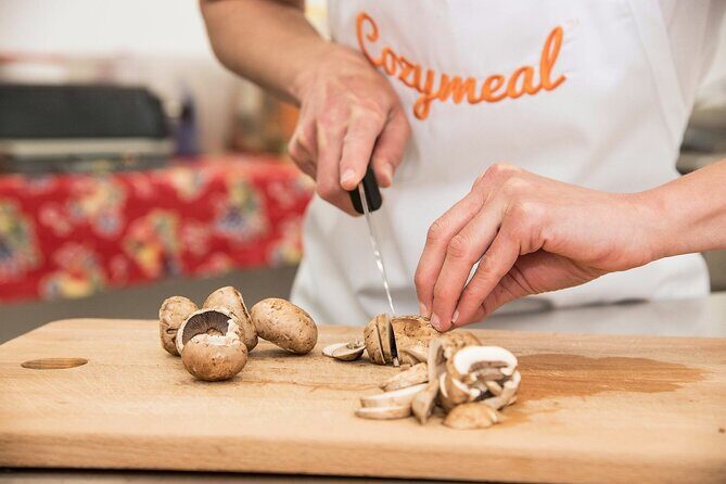 Seafood & Handmade Pasta Class in Central Philadelphia (4-Course) - Course 2: Creamy mushroom soup with truffle oil, croutons, Parmesan
